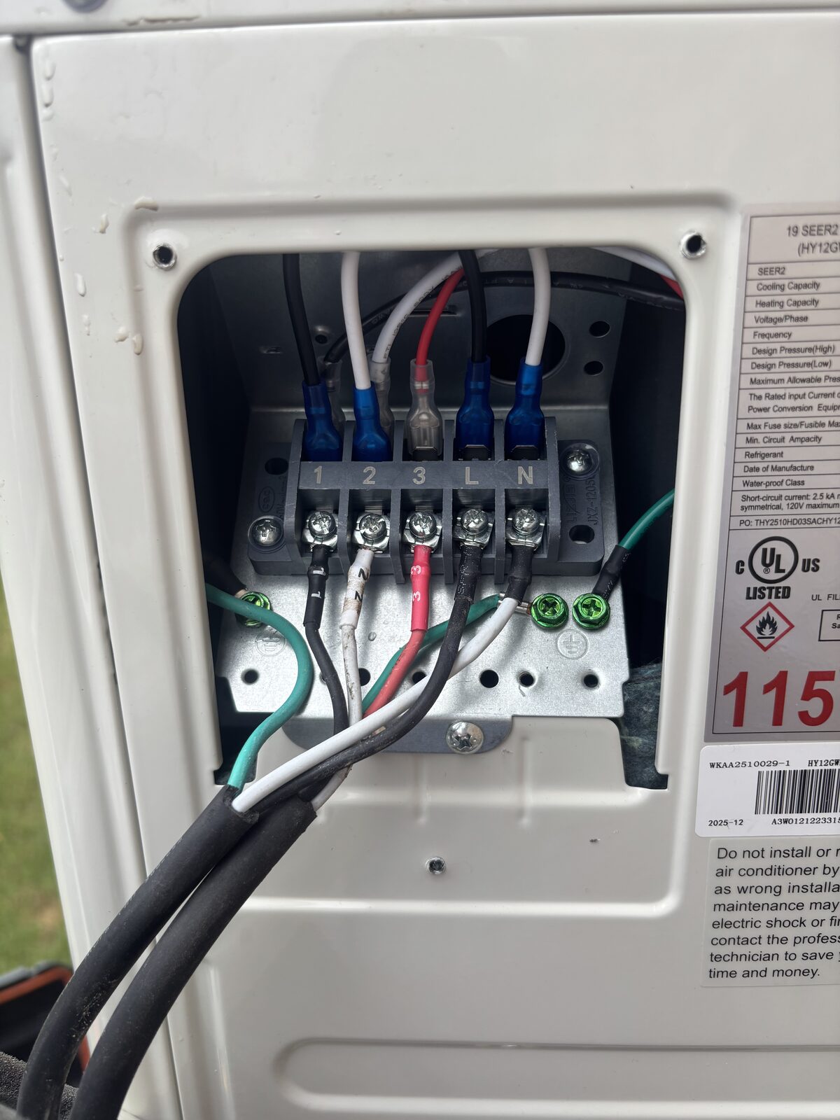 Wiring a mini-split unit's electrical connections